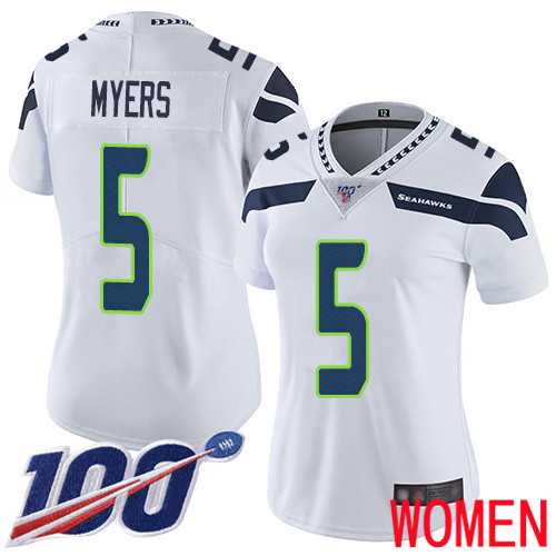 Seattle Seahawks Limited White Women Jason Myers Road Jersey NFL Football #5 100th Season Vapor Untouchable->women nfl jersey->Women Jersey